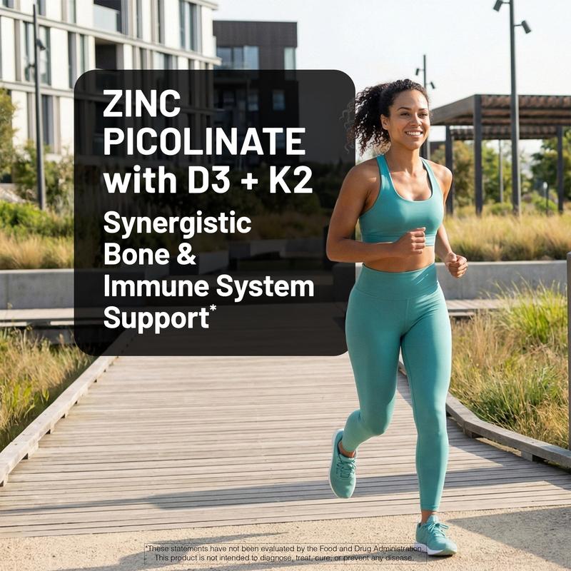 NatureWise Zinc Picolinate with D3 + K2 - Zinc Supplements for Men & Women + Vitamin D3 K2 - Supports Immune & Bone Health* - Non-GMO, Gluten Free, USA Manufactured