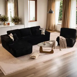 L-Shape Modular Sectional Sofa Couch,Giant Bean Bag Chair, Oversized Bean Bag Couch for Adults and Kids,Comfy Upholstered Cloud Couch for Living Room,Modern Minimalist Couch,Deep Seat,No Assembly Required