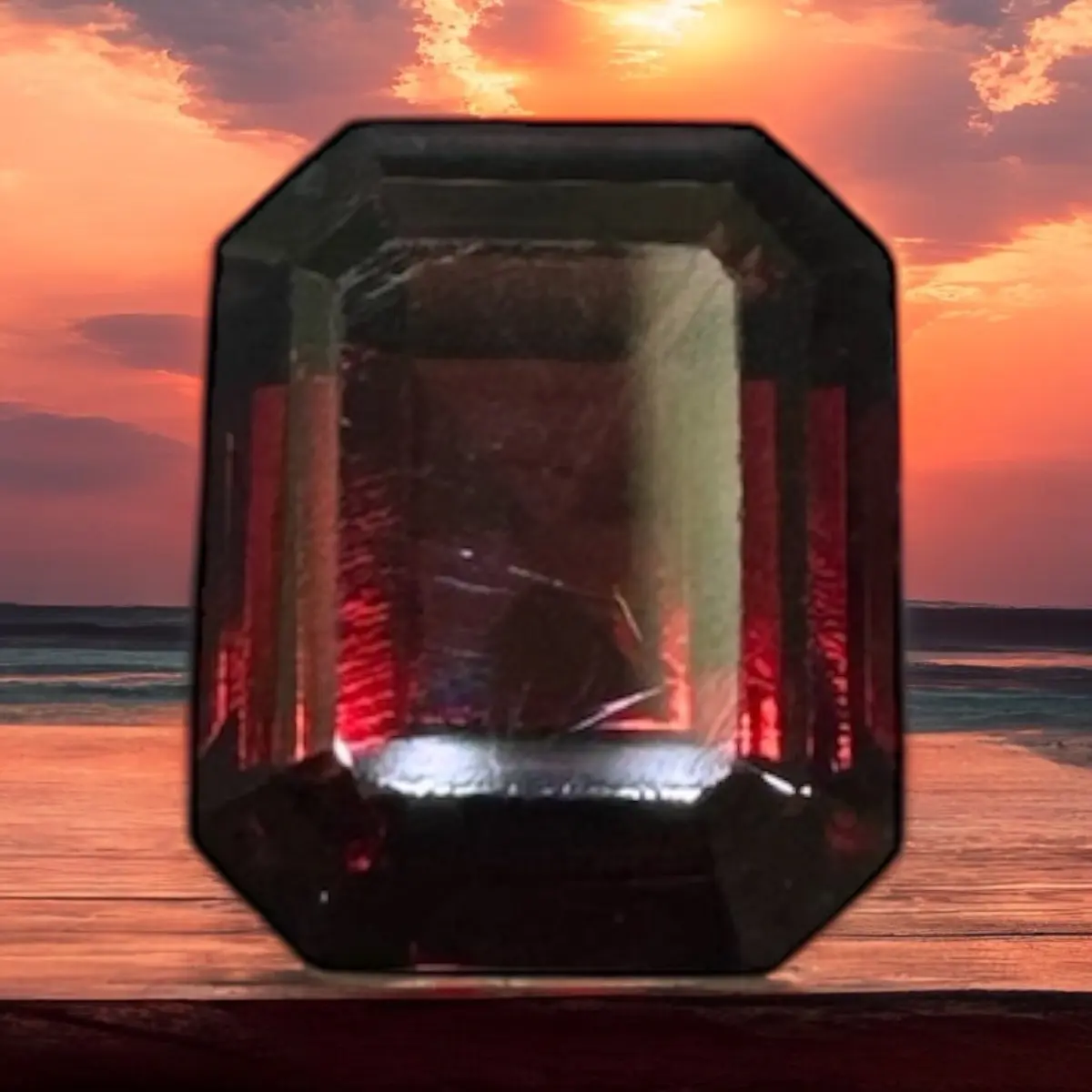 Garnet 12 x 10 mm, 6.6 Carat Emerald Cut  - women’s fashion on accessory