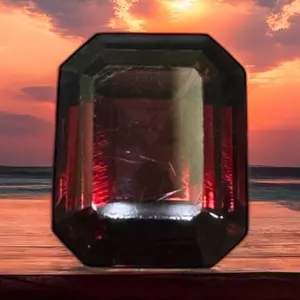 Garnet 12 x 10 mm, 6.6 Carat Emerald Cut  - women’s fashion on accessory