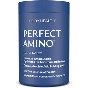 BodyHealth PerfectAmino (150 ct) Easy to Swallow Tablets, Essential Amino Acids Supplement with BCAAs, Vegan Protein for Pre/Post Workout & Muscle Recovery with Lysine, Tryptophan, Leucine, Methionine