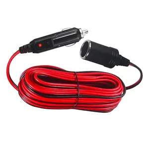 3m Cigarette Lighter Extension Cord, 10ft 12V/24v Male Plug to Female Socket Adapter, 16awg Cable with LED Lights