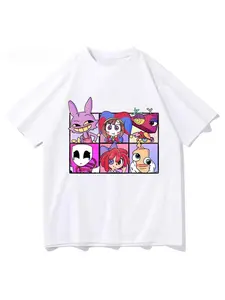 THE AMAZING DIGITAL CIRCUS Print T-Shirt Men's and Women's Casual Fashion Pomni THE Jester Ramen T-Shirt Short Sleeve T-Shirt