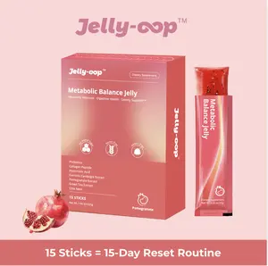 Jelly-oop Metabolic Balance Jelly - Gut Health, Debloat, Digestive Health, Skin, Hair, Nails Supplement - Garcinia Cambogia (HCA), Prebiotics, Chia Seeds, Collagen, Hyaluronic Acid | Low Calories, Natural Ingredients | Pomegranate Flavor | 15 Sticks