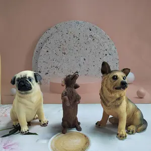 New Realistic Pug Sausage Dog Decorative Figurine, Sheepdog Yorkshire Craft Sculpture, Resin Ornament, Home Decoration