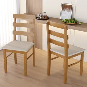 For Dining Room Living Room Dining Chair Scandinavian Style Three Horizontal Back Chairs Home Dining Room Chairs With Upholstered Sitting Surface Wooden Chair (Original Wooden Colour)