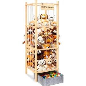 Large Wooden Stuffed Animal Storage with Toys Tray - 57In Extra Large Capacity Plushies Organizer for Toddler Rooms, Playrooms & Bedrooms - Perfect for Keeping Your Child's Toys Neat and Tidy WORLDMX