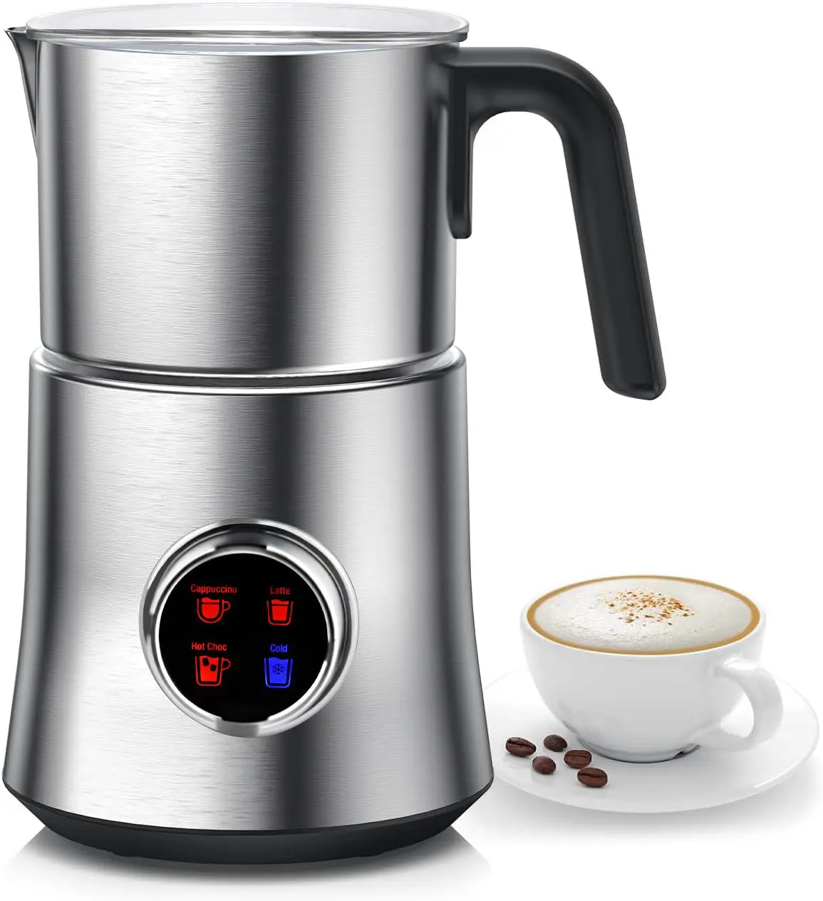 4-in-1 Electric Milk Frother and Steamer – 30oz Detachable Stainless Steel Jug, Hot & Cold Foam Maker for Latte, Cappuccino