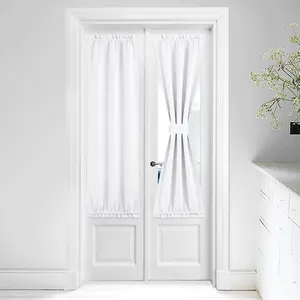 NICETOWN Thermal Door Blinds for Living Room Window, Privacy Room Darkening Insulated French Door Curtains for Kitchen Patio Sidelight Curtains with Tieback, 25" W x 64" L, 1 Piece, Greyish White
