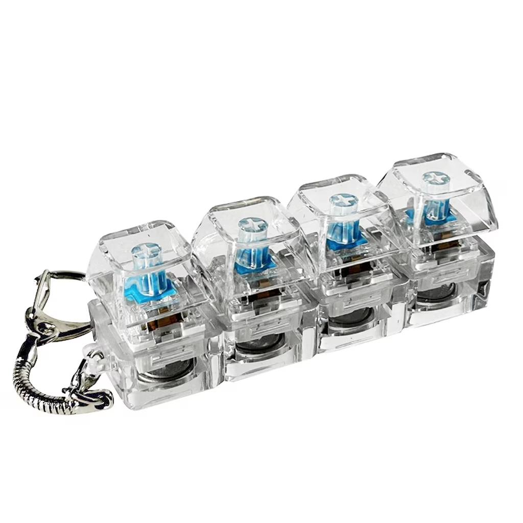 4-Key LED Mechanical Switch Fidget Keychain, Clicker Stress Relief Toy, Perfect Gift For Programmers Gamers Office Workers