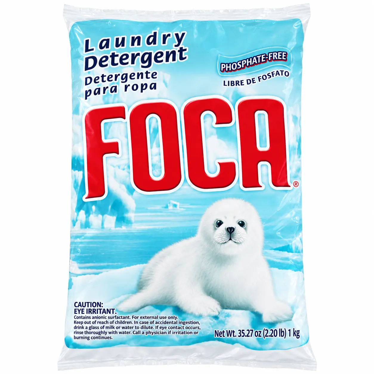 FOCA Laundry Detergent Powder, 1kg / 35.27 oz, Phosphate-Free Clothes Washing Detergent for Hand Wash and Machine Wash, Bright Whites and Color Care