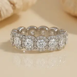 Solarii Women's 925 Sterling Silver Round Cut Halo Design Wedding Ring - 5A Cubic Zirconia CZ, Perfect for Daily Wear for Female Adults