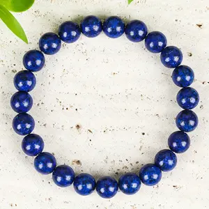 GADASLUY Blue Lapis Lazuli Bracelet Natural Stone Elastic Fit Unisex Daily Wear Jewelry For Women Perfect Gift Represents Good Luck and Happiness