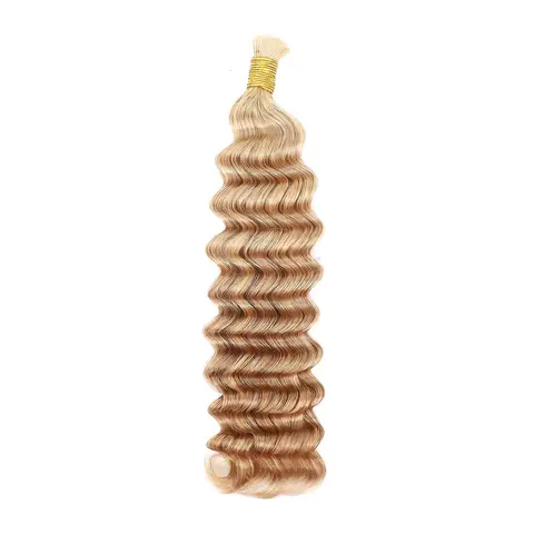 Ygwigs Double Drawn Medium Blonde Bulk Hair Loose Deep Wave