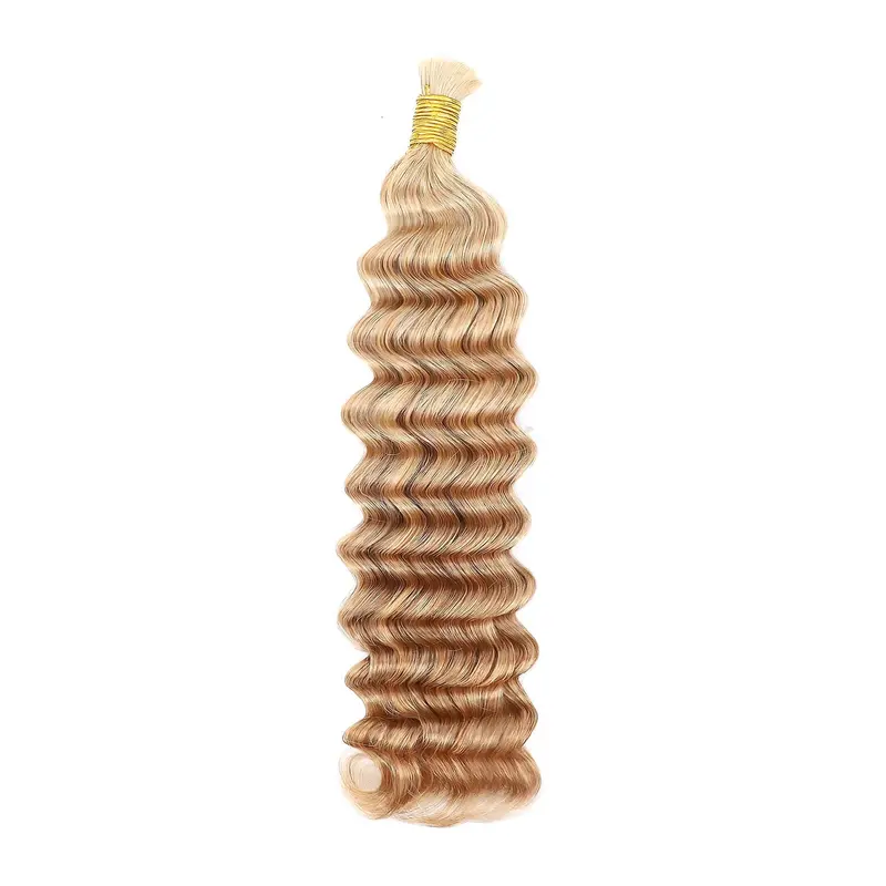 Ygwigs Double Drawn Medium Blonde Bulk Hair Loose Deep Wave