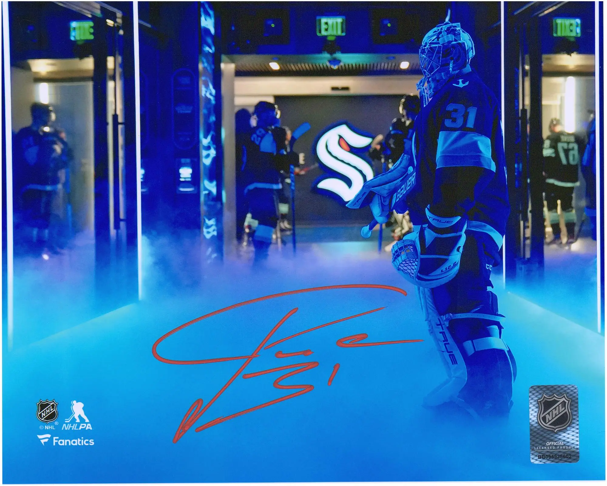 Philipp Grubauer Seattle Kraken Autographed 8" x 10" Pregame Tunnel Photograph - Fanatics Authentic Certified