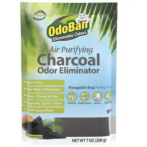 OdoBan 7 oz Charcoal Odor Eliminator Air Purifying Natural Non-Toxic Odor Remover Moisture Absorber Bag for Car & Home,activated charcoal bag,fragrance-free,odor absorber,moisture absorber,rechargeable in sunlight,car,closet,shoes,gym bag,locker,bathroom