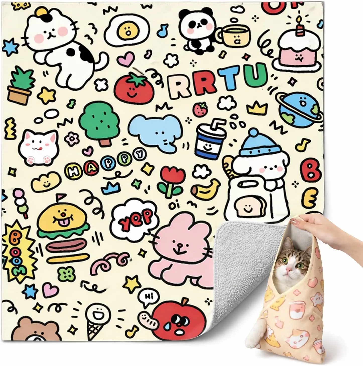 Cat Wrap for Cutting Nails, Cat Grooming Wrap Self Adhesive Cat Restraint Bag, Cat Burrito Wrap Cat Swaddle Wrap Anti Scratch Anti Escape for Nail Clipping Grooming Small Cats