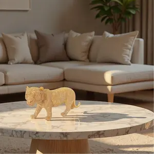 European Luxury Gold Tiger Resin Decorative Figurine, Home Living Room TV Cabinet Office Desk Elegant Decoration, Animal Shape Soft Furnishing Ornament