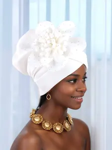 Elegant Rhinestone Headscarf Cap for Women, Pure Color Fashion Wrap Hat, Perfect for Daily and Holiday