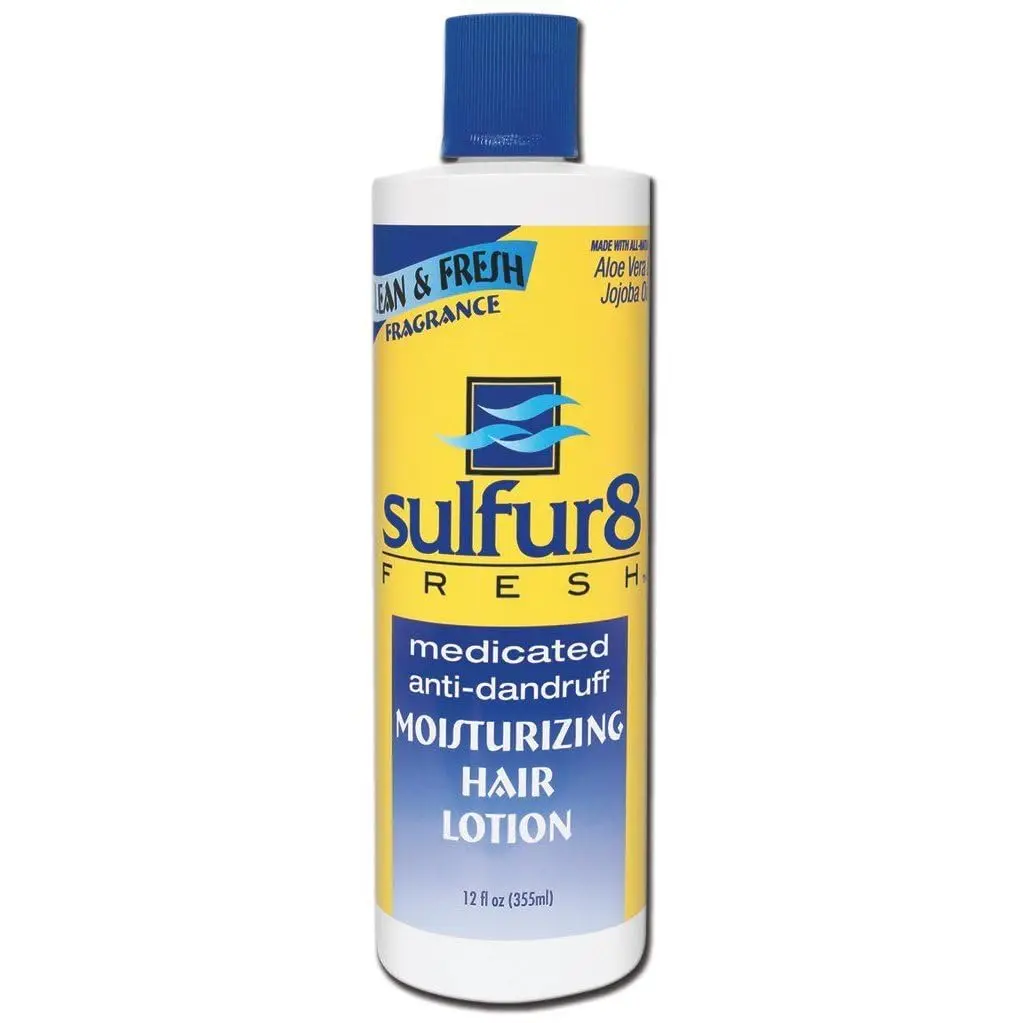 Sulfur 8 Fresh Medicated Anti-Dandruff Moisturizing Hair Lotion (12 oz) - Haircare Moisturizer for Dry, Itchy Scalp Relief, Hydrates Scalp, Non-Greasy with Aloe Vera, Jojoba Oil, Clean Fragrance, All Hair Types