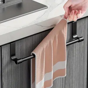 Minimalist Kitchen Towel Rack, No Drill Cloth Hanger, over Cabinet Door Towel Bar & Holder, Modern Design for Kitchen Organization