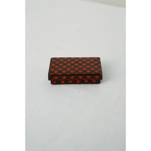 Antique Victorian Scottish Tartanware Box, Painted Red and Black Tartan, c. 1860–1890