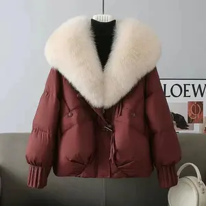 Fashion Winter Jacket Women 2025 New Korean Big Fur Collar Thick Down Cotton Jacket Parkas Female Short Coat Slim Warm Outerwear