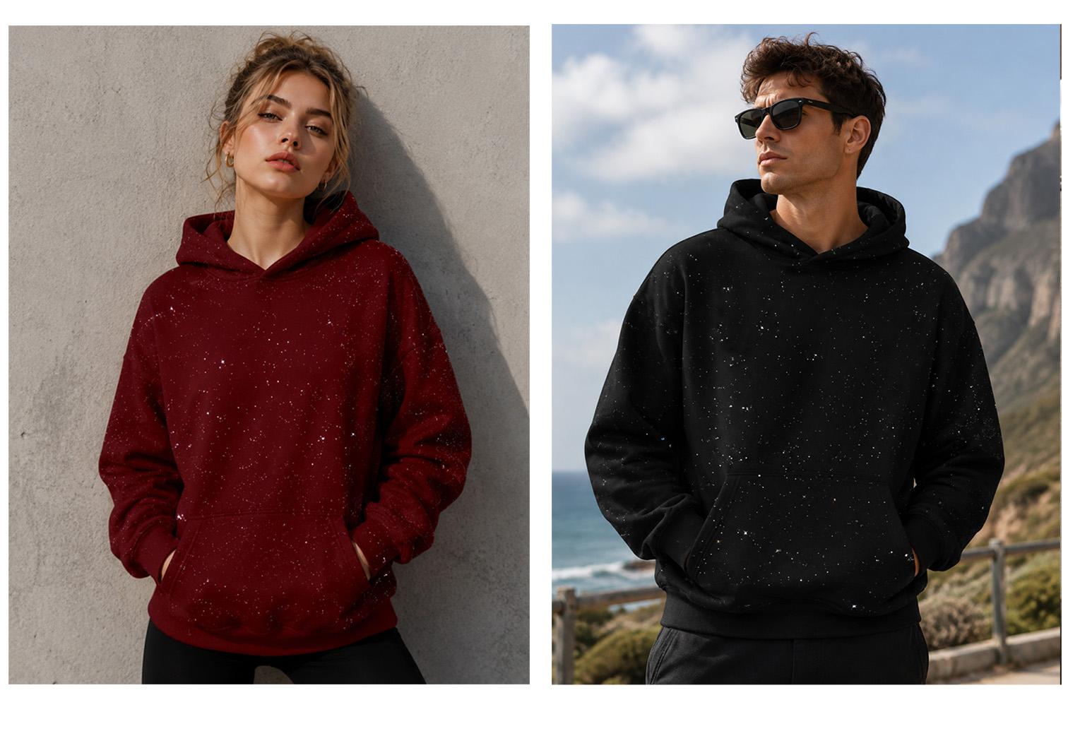 TELLFUN--Sequined Pullover Hoodie - Fashionable Casual Long-Sleeved Menswear Top with Pockets, Loose-Fitting Y2K Galaxy Sweatshirt for Autumn & Winter TELLFUN--Sequined Pullover Hoodie - Fashionable Casual Long-Sleeved Menswear Top with Pockets, Loose-Fitting Y2K Galaxy Sweatshirt for Autumn & Winter