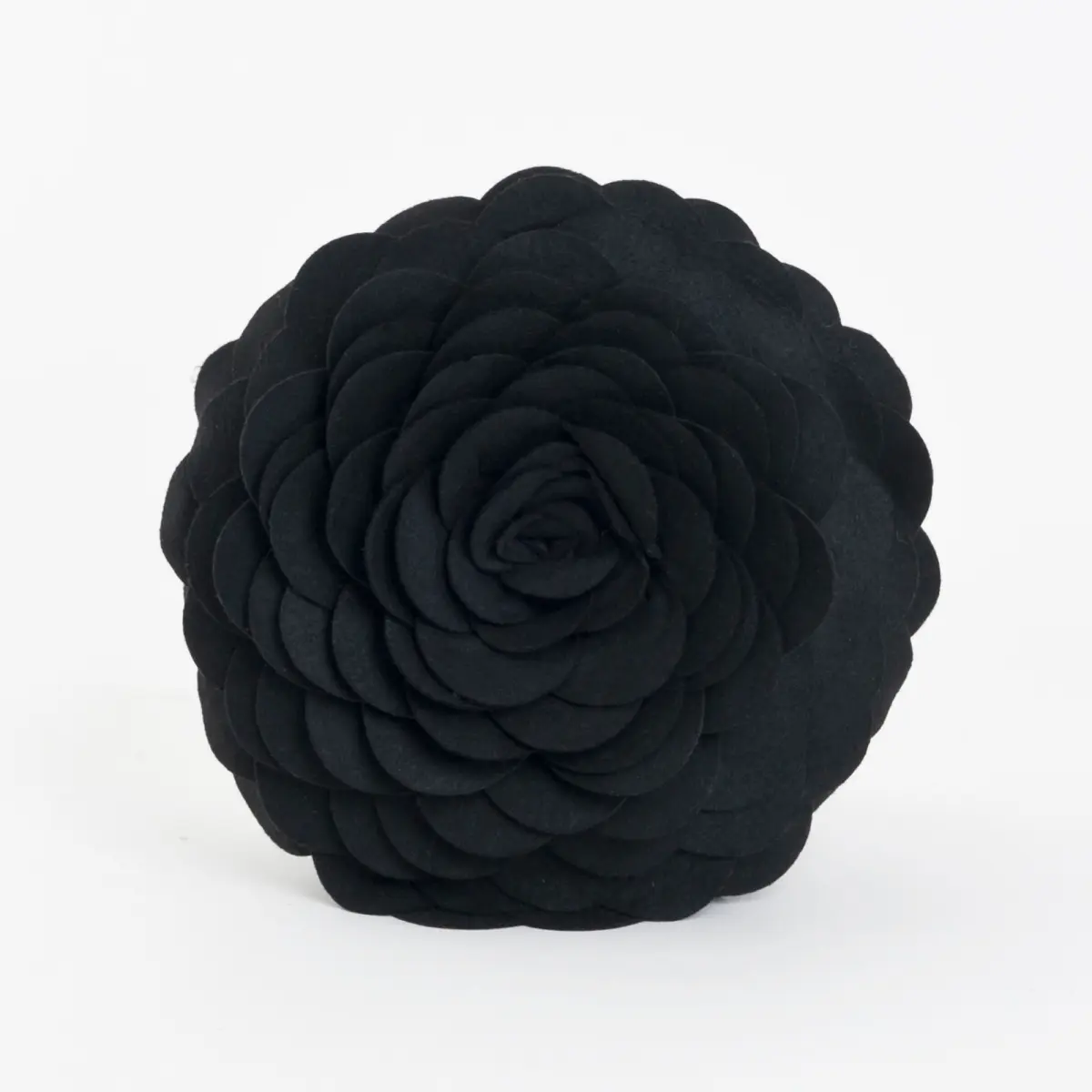 Saro Lifestyle FT095.BK16R 16 in. Rose Flower Design Poly Filled Throw Pillow, Black