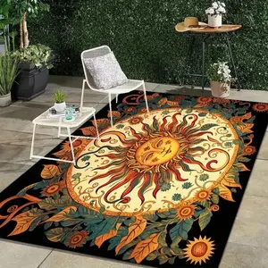 3D Mandala Sunflower Carpet Patio Garden Courtyard Outdoor Carpet Bedroom Living Room Floor Mat Carpet