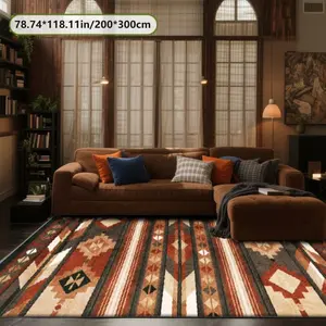 Velvet Soft Comfortable  Navajo Stripe Totem Rug 2D Printing Rug Fashion Home Decor, Commercial Decor Carpet, Living Room Rug, Sofa Cushion Bedroom Rug, Bedside Blanket Door Entrance Mat, Dining Table Carpet