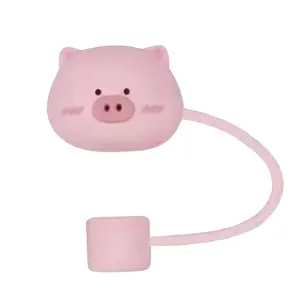 Pig 3D Straw Cover    2 Sizes Available    Standard  Fits 6-8mm Diameter Straw   XL Fits 10mm Diameter Straw   Food-grade Silicone    Reusable    Dishwasher Safe    Drinkware   Straw Tip Cover