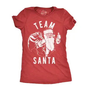Womens Team Santa T Shirt Funny Xmas Party St Nicholas Lovers Joke Tee for Ladies Funny Womens T Shirts Cute Vintage Fashion Casual Ladies T-Shirt Gift Christmas Tops for Women Women's Novelty Tees Red -