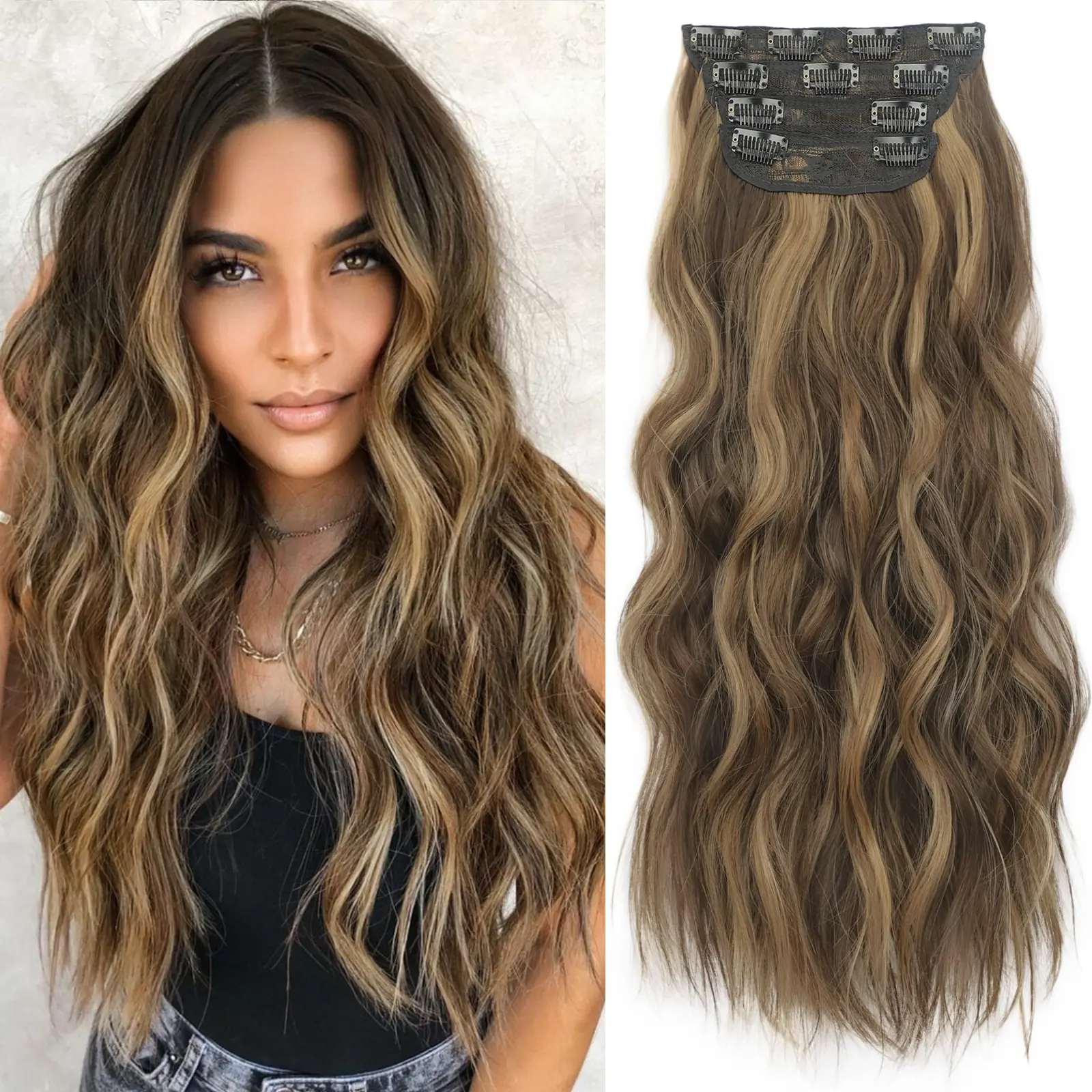 Balayage Chocolate Brown to Caramel Blonde-24inch