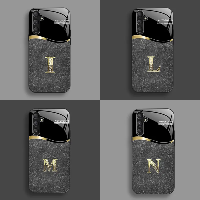 Suitable for [Galaxy S23 Fe] New high-end flashing letter glass mobile phone case New business simple metal paint electroplated glass mobile phone case Affordable anti-fall and anti-fingerprint-888