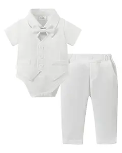 Baby Boy Clothes Suit Infant Boy Wedding Christening Outfits, 4Pcs Set Easter Baptism Outfits for Boys 0-24 Months