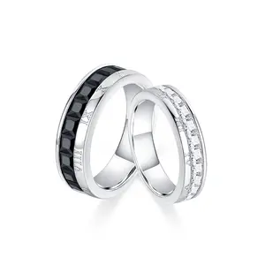 FANCIME "Time Together" Couples Promise Sterling Silver Rings
