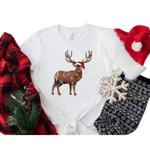 Reindeer Christmas Shirt, Christmas lights Shirt, Peeping Reindeer Shirt, Merry Christmas, Family, Xmas antler