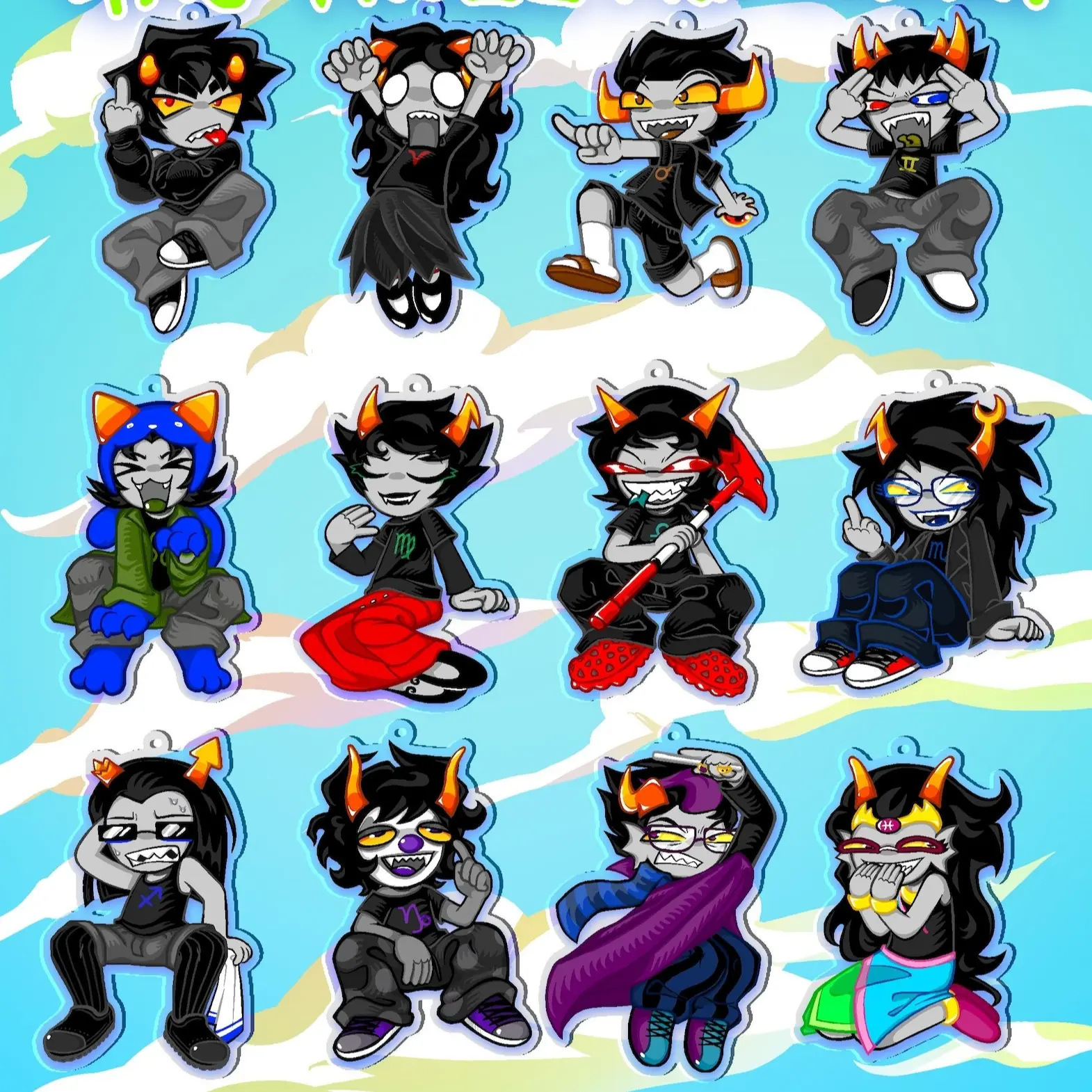 Homestuck Troll Acrylic Keychain Charms, Homestuck Keychains, Cute, Durable, And Perfect For Bags, Keys, Or Gifts. Great For Daily Use Or As Thoughtful Little Gifts For Your Friends And Yourself.