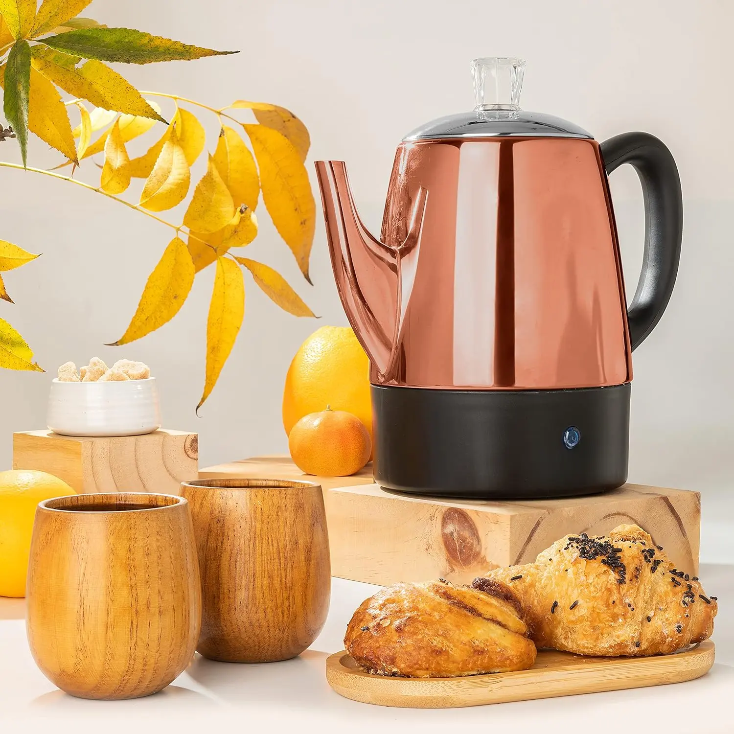 Electric Coffee Percolator Copper with Stainless Steel Lids Coffee Maker, Percolator  Electric Pot - 4 Cups, Copper Camping Coffee Pot - TikTok Shop