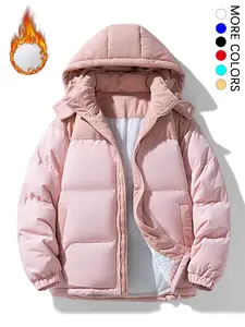 New Winter Sports Cotton Jacket, Detachable Hat, Colorblock Patchwork Design, Warm Athletic Coat for Cold Weather Activities, Skiing Jacket