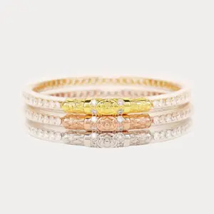 BudhaGirl Three Queens All Weather Bangles - Clear Crystal