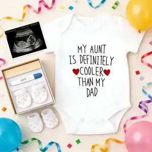 Soft Baby Bodysuit My Aunt Is Cooler Than Dad Print 100% Pure Cotton Non-Irritating Snap Closure Breathable Perfect For Gifting & Everyday
