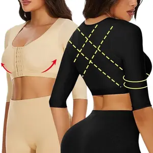 Upper Arm Shaping Sleeve Compression Top Women's Breast Surgery Push-Up Bra Shaping Cropped Top, Front Opening, Body Shaper
