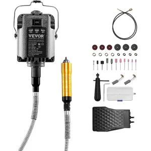 VEVOR Flex Shaft Grinder, 125W 18000RPM Electric Flex Shaft Rotary Tool, Foot Pedal Control Hanging Carver Grinder with Forward-Reverse Rotation for Carving Buffing Engraving PolishingVEVOR Super Brand Day