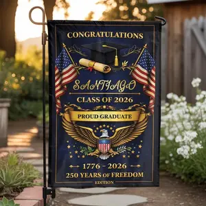 Personalized Graduation Garden Flag _ Patriotic 2026 Graduate with Custom Name _ Weather Resistant Double Sided Banner _ Gift for High School or College Grad