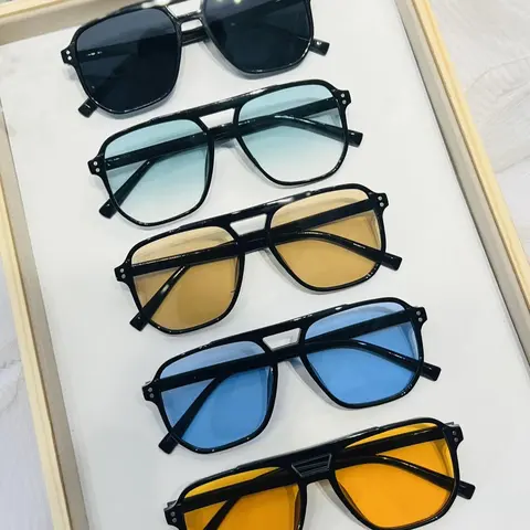 Unisex Fashionable Tinted Aviator Glasses, Trendy Casual Eyewear for Everyday Use, Versatile Fashion Accessory for Outdoor Activities, Casual Stylish Glasses