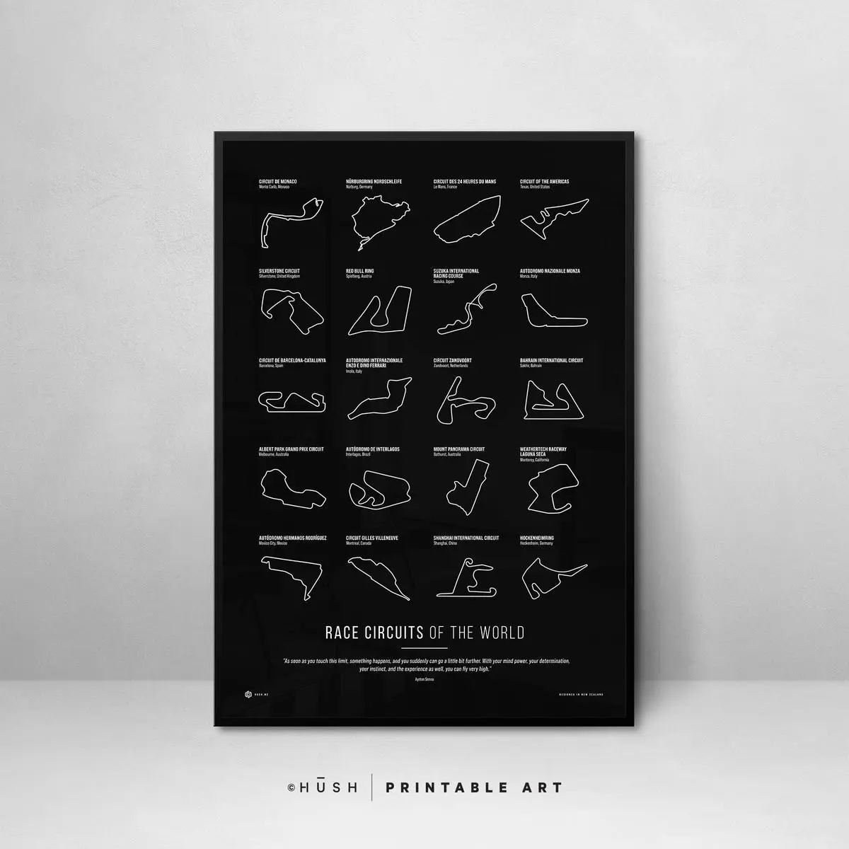 Race Circuits of the World Poster: Race Track Art, Room Decor, Unframed
