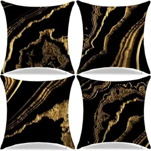 and Gold Couch Decor Throw Pillow Covers, 18x18 Inch, Set of 4, Home Decorative Pillows for Living Room, Bedroom, Bed, Couch, Sofa